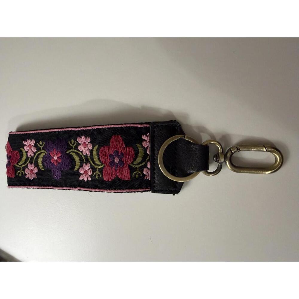 Floral Embroidered Keychain Wristlet
